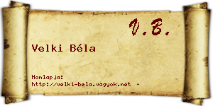 Velki Béla névjegykártya
